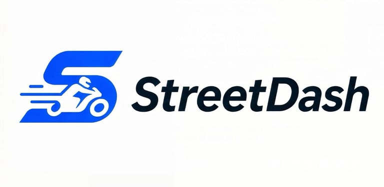 StreetDash logo featuring a blue delivery scooter icon with the company name in black text